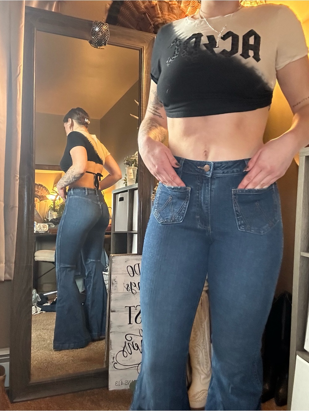 High Rise Flare Wranglers